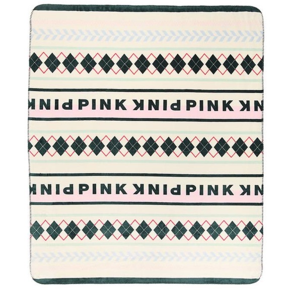 Pink By VICTORIA'S SECRET Geometric Pattern Cozy Logo Blanket